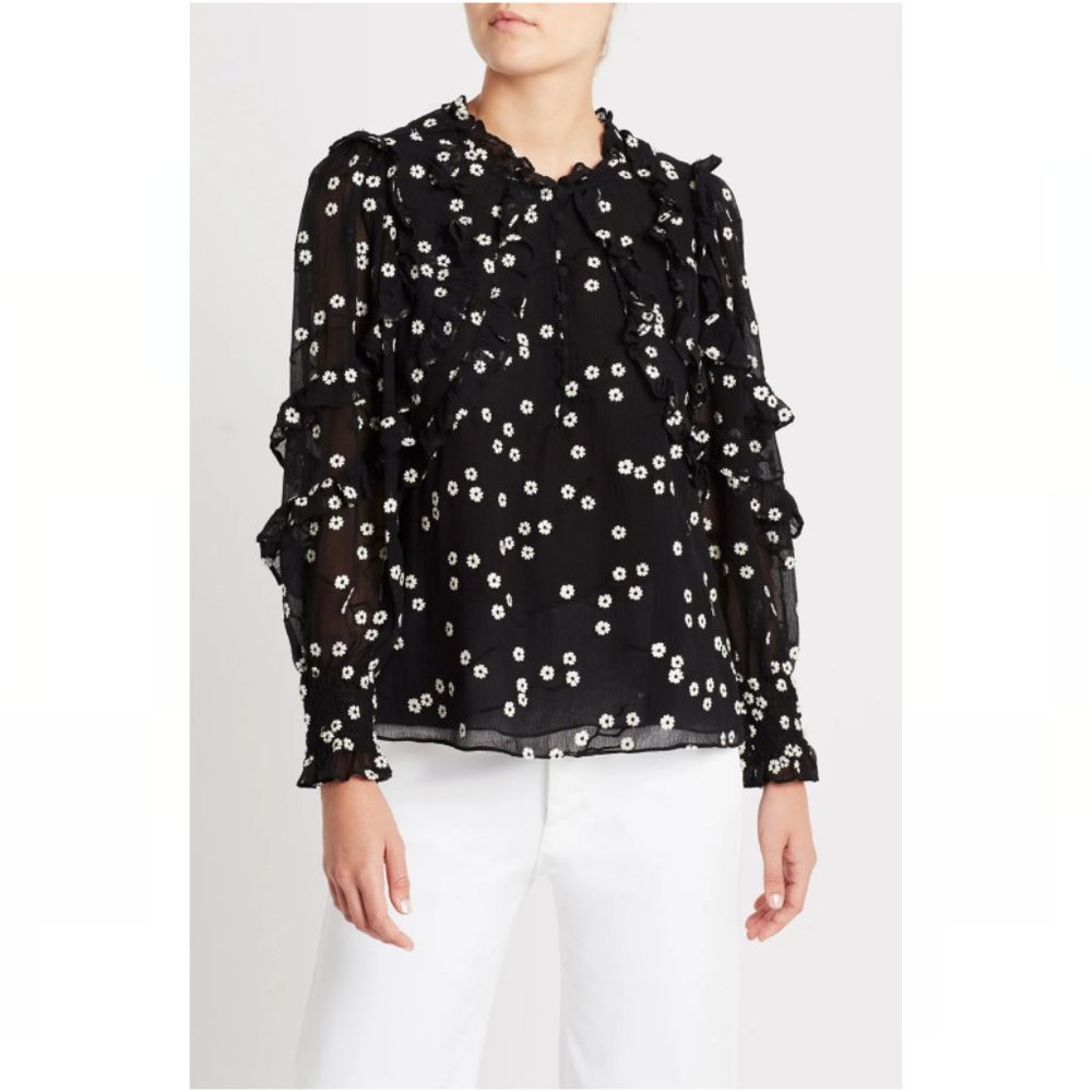 Rebecca Taylor Alessandra Embroidered Ruffle Top - Picture 11 of 14